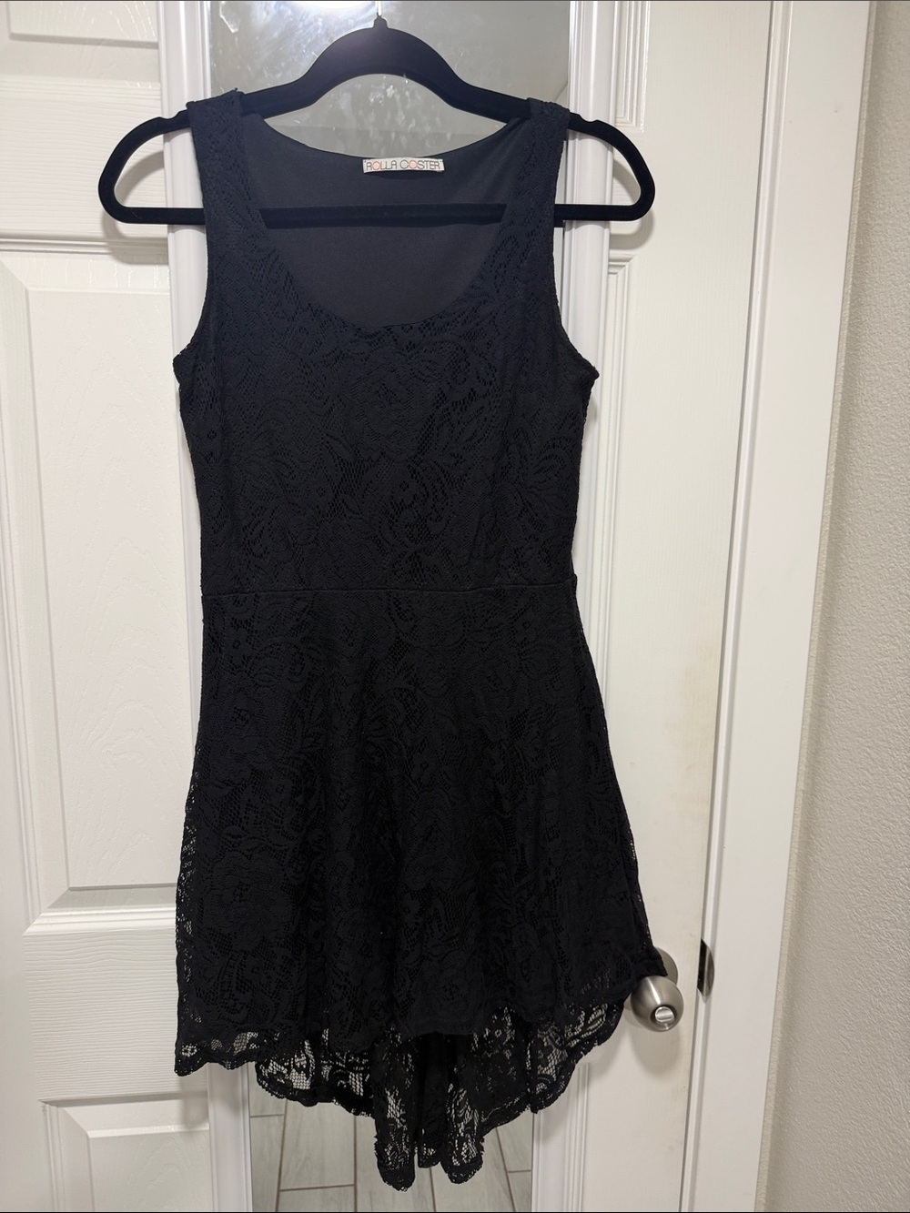 Rolla Coster Black Lace Scoop Neck Fit & Flare Mini Dress